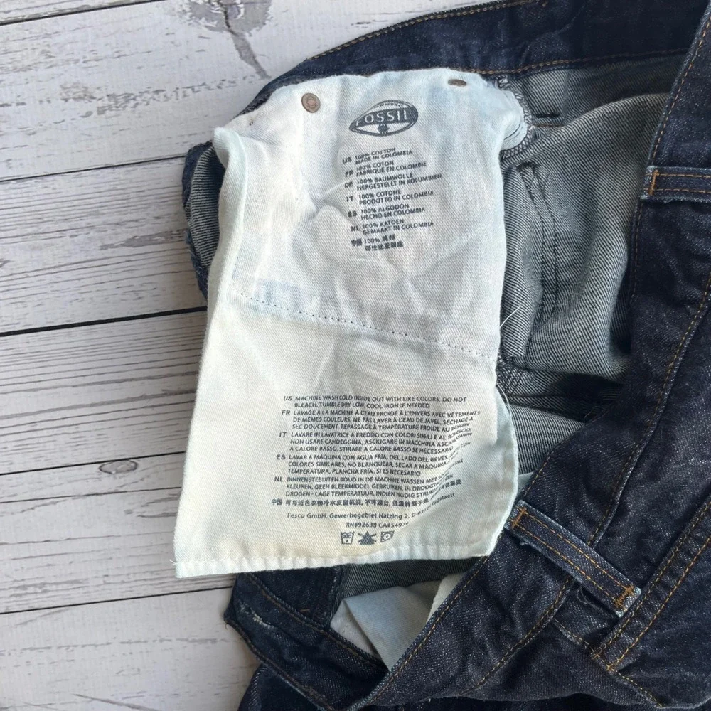Fossil Mens Vintage Straight Dark Indigo Button Fly Jeans‎ Y2K Streetwear 30x32